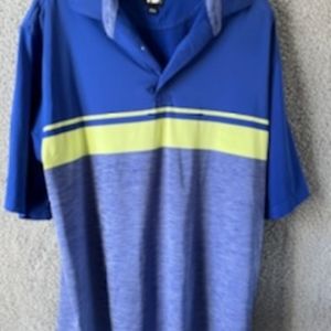 Footjoy Mens Large Short Sleeve Blue Green Golf Polo Shirt "Links of Novi" Logo